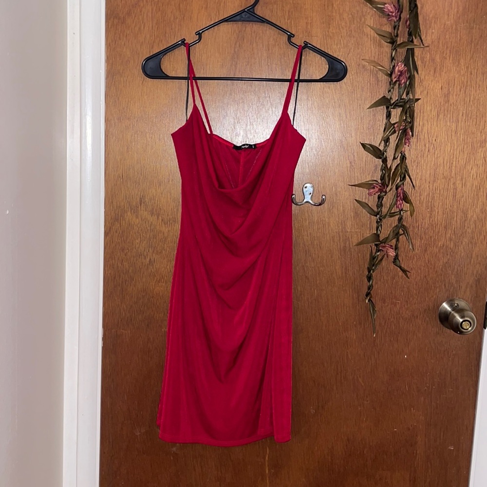 Ruched Red Dress